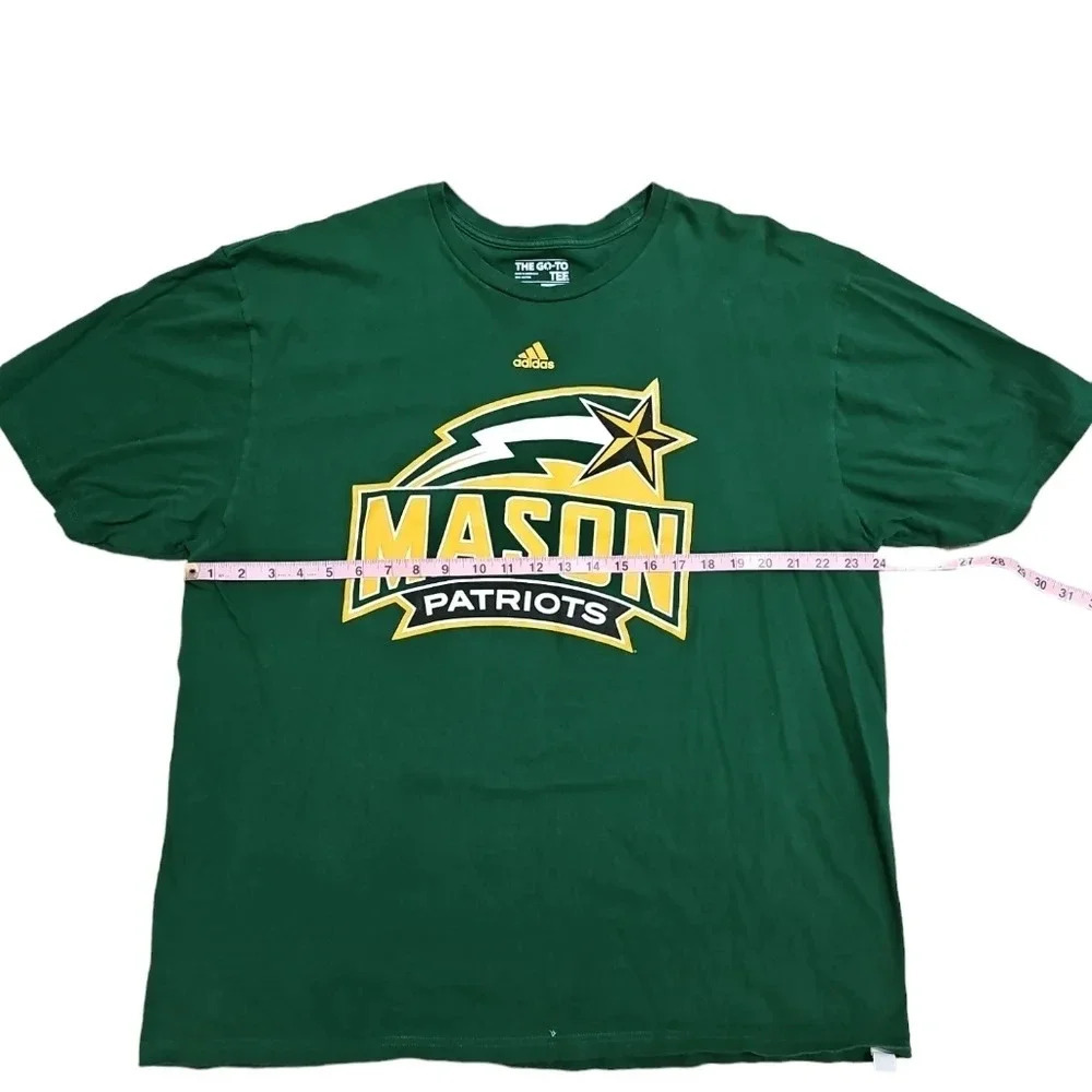 Adidas Men 2XL Shirt Green Cotton Graphic George Mason Patriots Iconic Statement - Picture 6 of 7